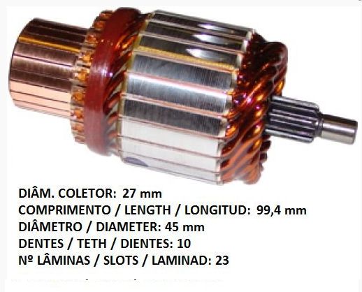 DELCO 10525504 Induzido 12V Modelo Delco PG260B/C (Menor)