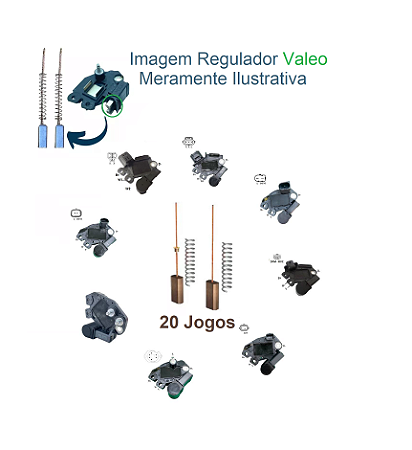 Kit 20 Jogos Escovas p/ Reparo Todos Reguladores Modelo Valeo