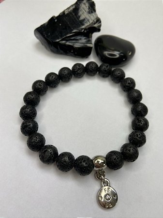 Pulseira Proteção e Fé - Lava Vulcânica