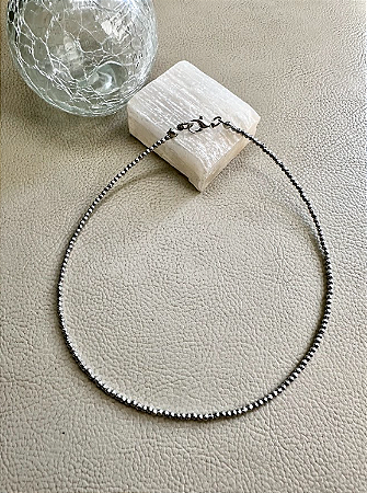 Choker Hematita Prata