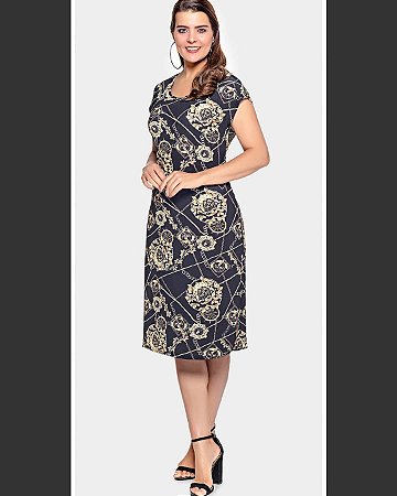 Vestido jersey decote canoa Tamanho GG1 e GG2