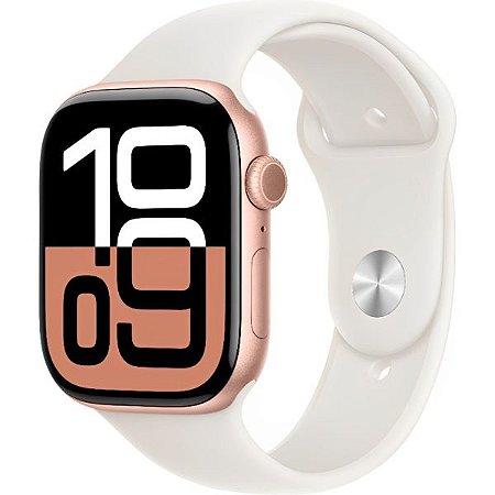 Apple Watch S10 caixa de alumínio em Rose Gold e pulseira na cor Light Blush 46 mm