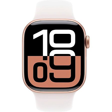 Apple Watch S10 caixa de alumínio em Rose Gold e pulseira na cor Light Blush 42 mm