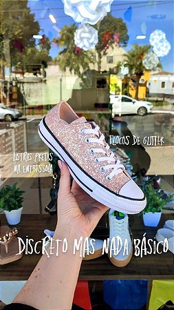 Chuck Taylor All Star Converse Shinefetti Glitter Nude Rosa