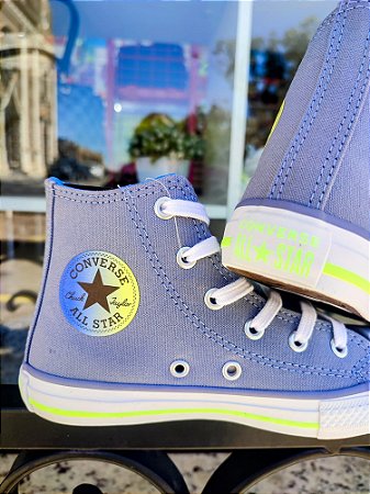 Chuck Taylor All Star Juvenil Converse Cano Alto Side Zip Azul Pedra/Lamacento