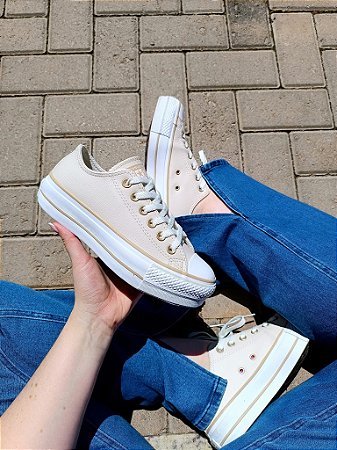 Chuck Taylor All Star Converse Lift Plataforma Nude Bege Claro