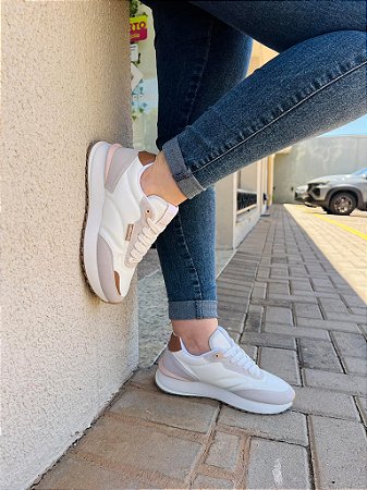 Tênis Retro Running Petite Jolie PJ7541 White/Multi