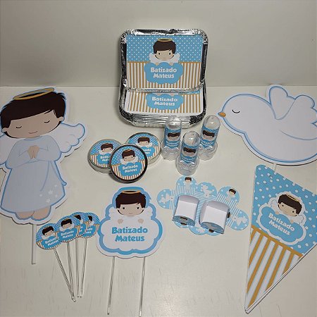 Kit Festa Lembrancinhas Personalizado 200 Pçs - Batizado Menino