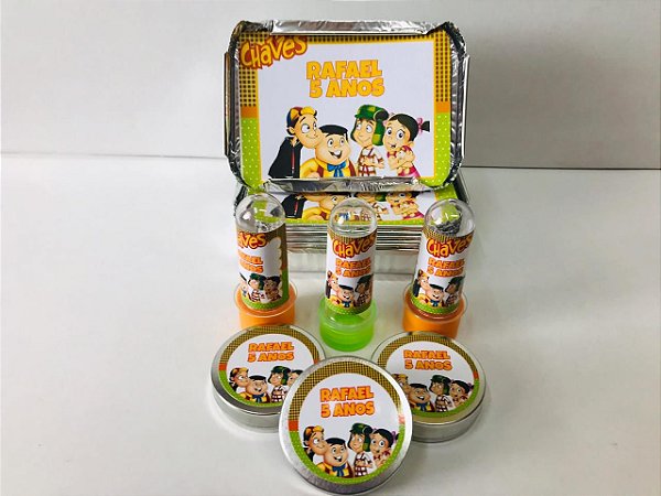 30 Tubetes + 30 Latinhas + 30 Marmitinhas Personalizados - Chaves