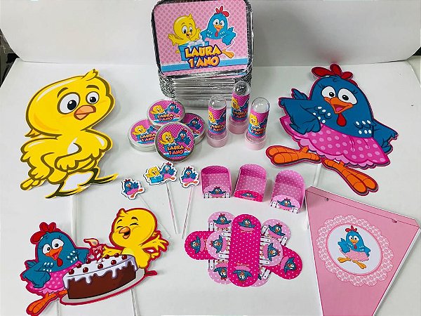 Kit Festa Lembrancinhas Personalizado 230 Pçs - Galinha Pintadinha Rosa
