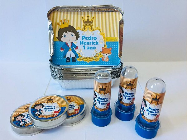 30 Tubetes + 30 Latinhas + 30 Marmitinhas Personalizados - Pequeno Príncipe