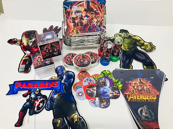 Kit Festa Lembrancinhas Personalizado 230 Pçs - Vingadores Guerra Infinita