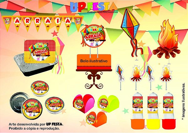 Kit Festa Lembrancinha Festa Junina 10 Pessoas -90 Pcs