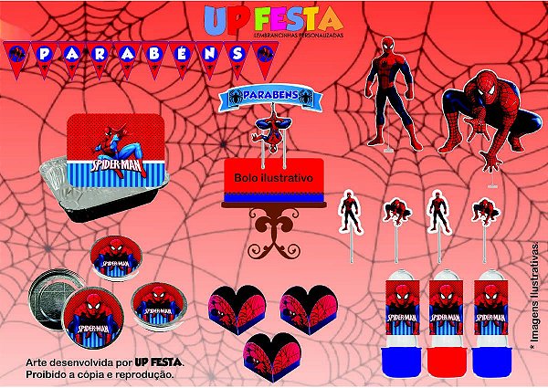 Kit Festa Lembrancinha Homem Aranha 10 Pessoas -90 Pcs