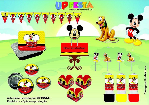 Kit Festa Lembrancinha Mickey 10 Pessoas -90 Pcs