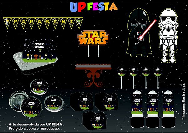 Kit Festa Lembrancinha Star Wars Kids 10 Pessoas -90 Pcs