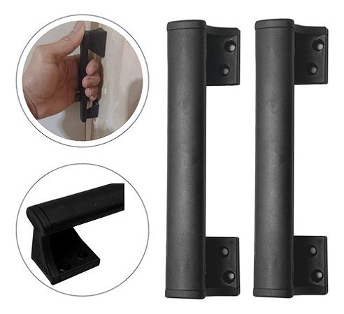 Puxador de porta de correr ou fixa preto Ou Prata com preto em Nylon 2 peças