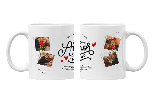 Caneca O Amor está no Ar - Personalizada com fotos