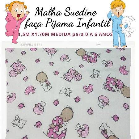 Malha Suedine estampa Bebês para Pijama Infantil 1,50cm x 1.70m