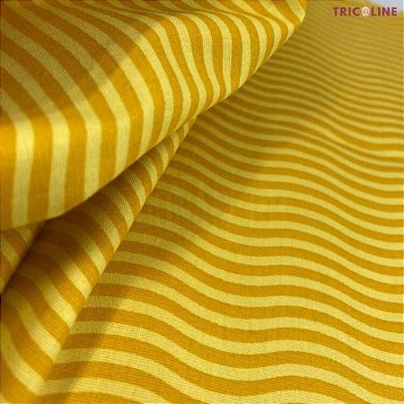 Tricoline Ondas Amarelo tecido 100% Algodão 1,40Largura