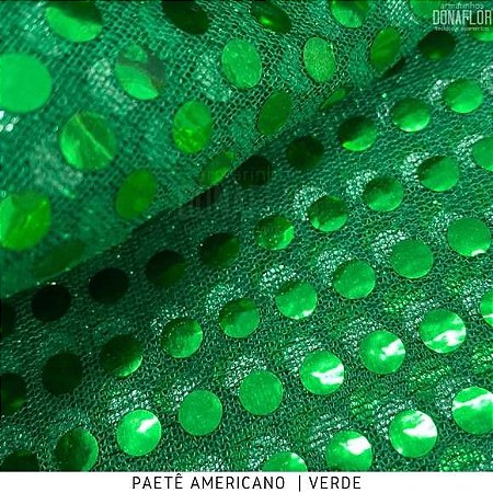 Paetê Americano Verde tecido com lantejoula e base com brilho