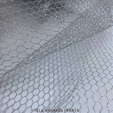 Tela Aramada Prata tecido metalizado para decoração