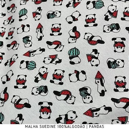 Suedine Panda tecido 100% Algodão para Pijamas e Artigos de Bebê