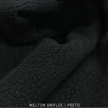 Melton Unifloc Preto tecido Macio, Absorvente e não Desfia