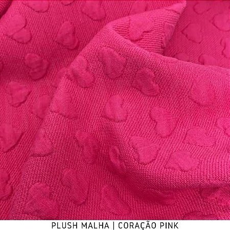 Plush Malha Amabile Coração fundo Pink tecido Maleável e estruturado