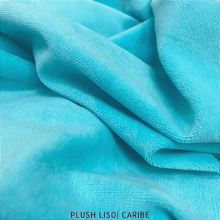 Plush Azul Caribe tecido toque Aveludado e Leve Brilho