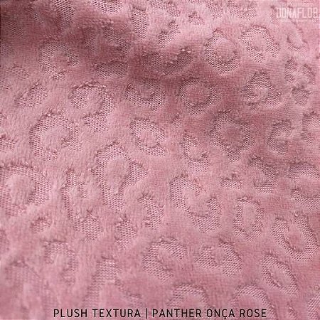 Plush Textura Onça Rose Panther, tecido Aveludado com Desenhos
