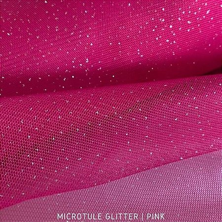Microtule Glitter Pink tecido Fino e Leve