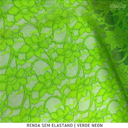 Renda com Elastano Verde Neon tecido para Roupas e Costura Criativa