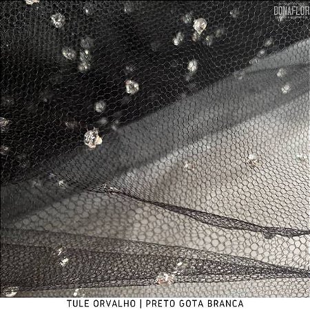 Tule Orvalho Preto com Gotas tecido Roupas, Decoração e Fantasias