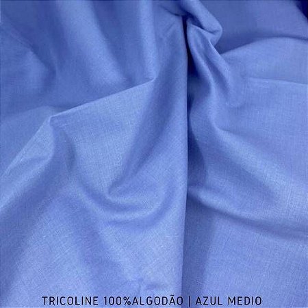 Tricoline Liso Azul Médio tecido 100% Algodão 1,40Largura