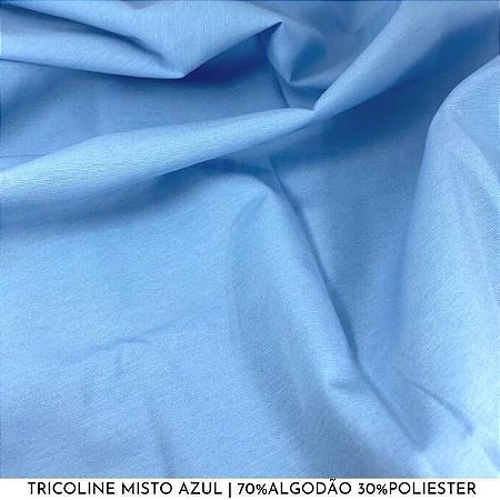 Tricoline Misto Azul tecido 1,40Largura