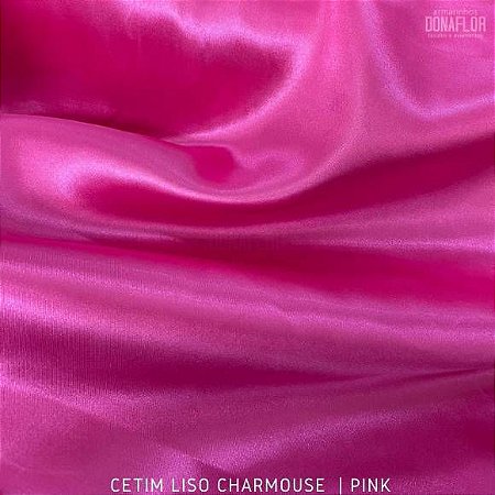 Cetim Charmousse Pink tecido 100% Poliéster, Forros, Decorações - Medida 1metro