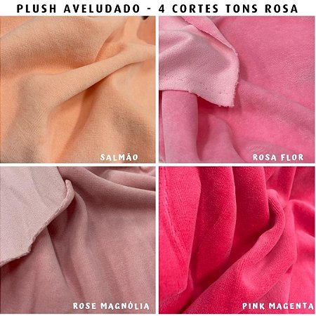 Plush 4Cortes Rosados tecido Aveludado e Macio - Medida 50x1,70m