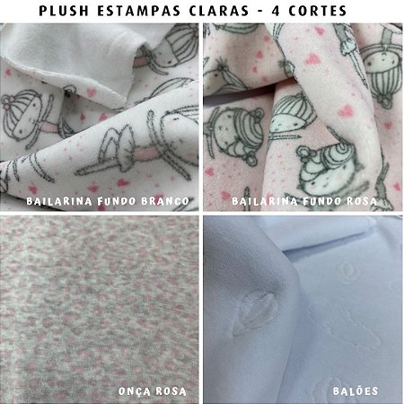 Plush Textura 4Cortes Estampas Claras tecido Aveludado e Macio - Medida 50x1,70m