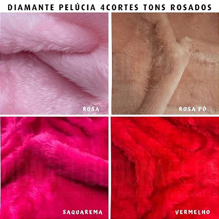Pelúcia Diamante 4Cortes Rosa pelô 12mm toque Macio - Medida 50x1,50m