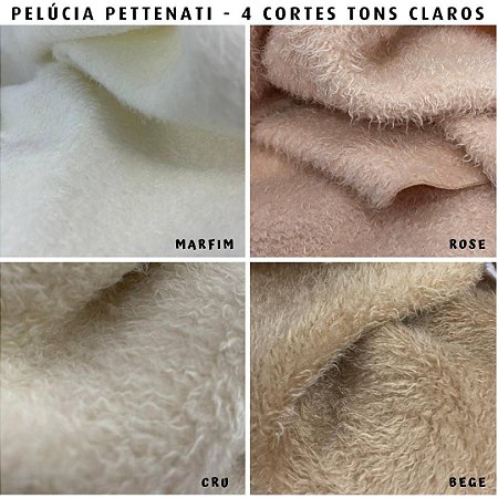 Pelúcia Pettenati 4Cortes Claros tecido Pelo baixo Extra Macio - Medida 50cm x 1.60m