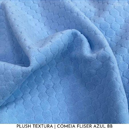 Plush Textura Colmeia Azul, Fliser tecido Aveludado com Desenhos