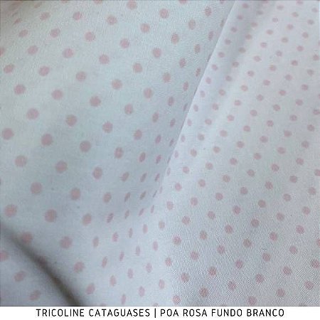 Tricoline Poa Rosa fundo Branco tecido Cataguases 100%Algodão - 1,40Largura