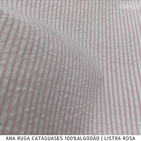 Ana Ruga Listra Rosa tecido Maquinetado 100% Algodão 1,50Largura