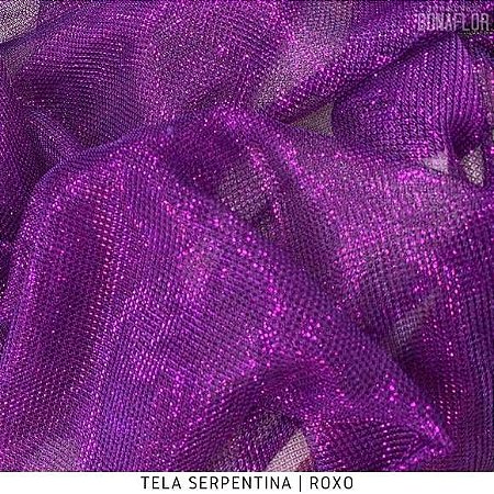 Microtule Tela Serpentina Roxo tecido Brilho e Maleável para Fantasias e Decorações 50cmx1,40m