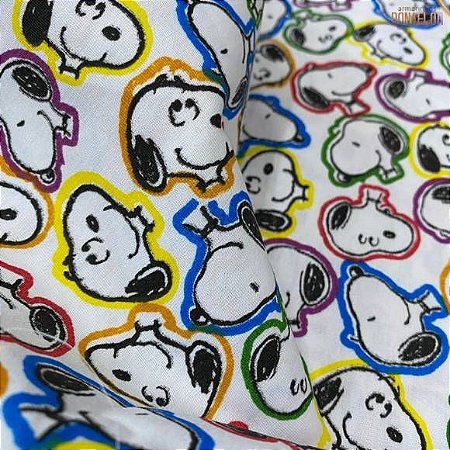 Tricoline Snoopy Collor tecido 100% Algodão 50cm x 1,40Largura