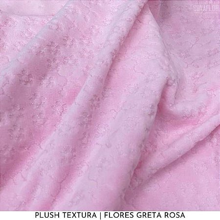 Plush Textura Flores Rosa Bebê Greta tecido Aveludado com Desenhos