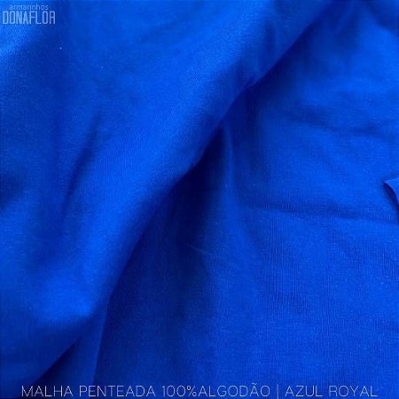 Malha Penteada Azul Royal 100% Algodão fio 30/1