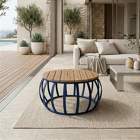 Mesa Centro Wood - Cor Azul Marinho