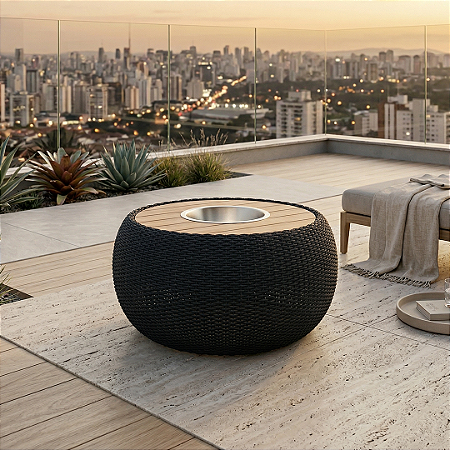 Mesa Centro Rope com Champanheira - Cor Preto